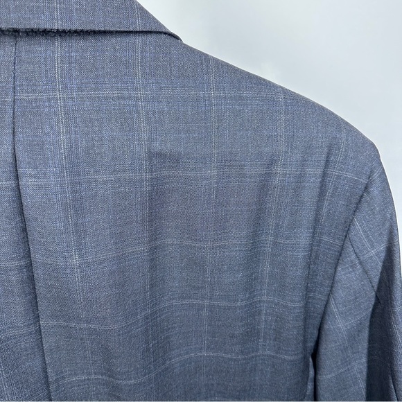 Hickey Freeman Collection Nordstrom Wool Sport Coat Blazer Gray Plaid Size 46R - Picture 3 of 8